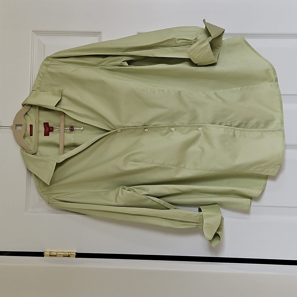 Talbots 14W Green Button Down Shirt w/Notched Collar